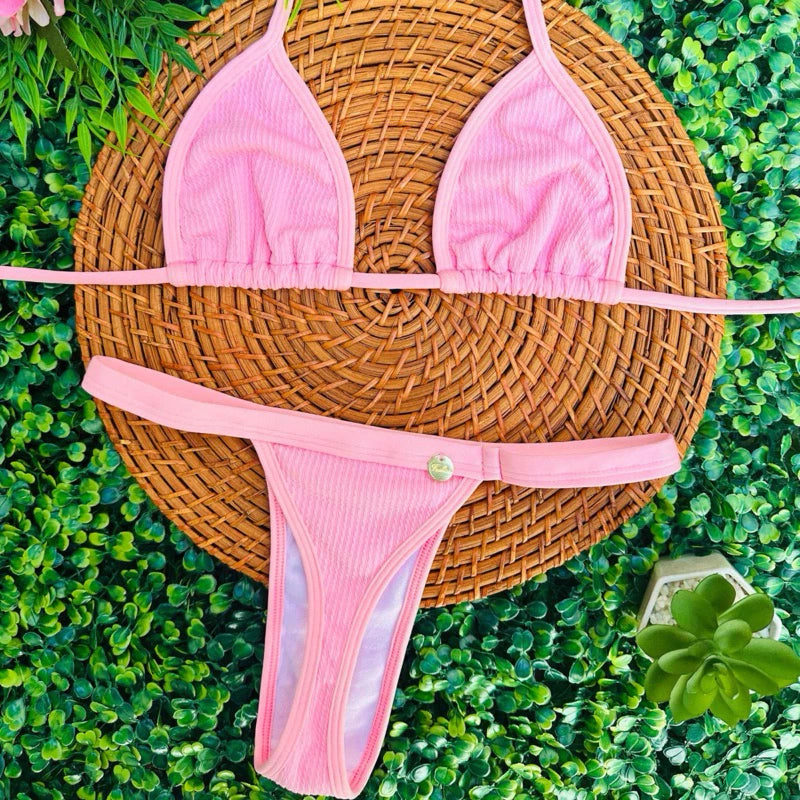 Biquíni Cortininha fita bronze tecido anarruga