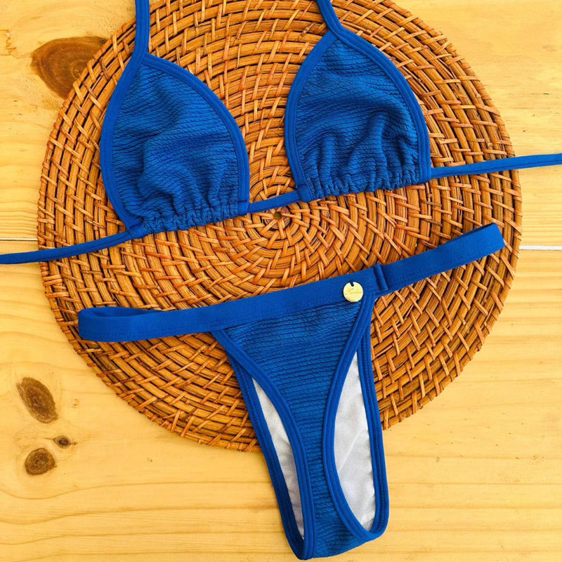 Biquíni Cortininha fita bronze tecido anarruga