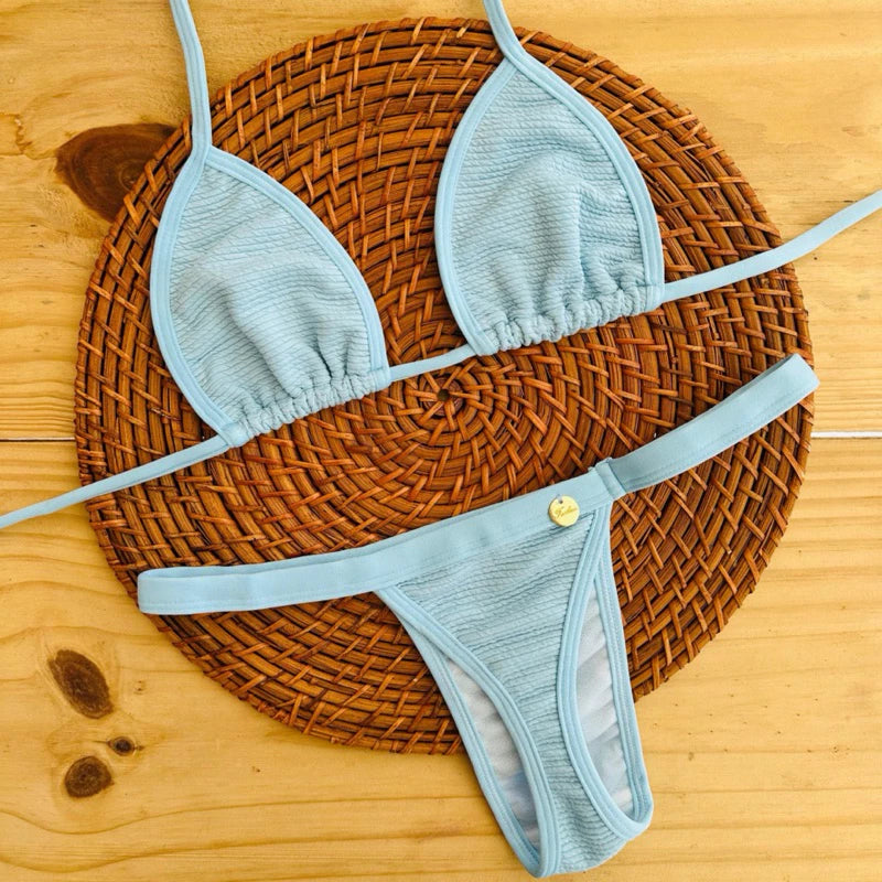 Biquíni Cortininha fita bronze tecido anarruga