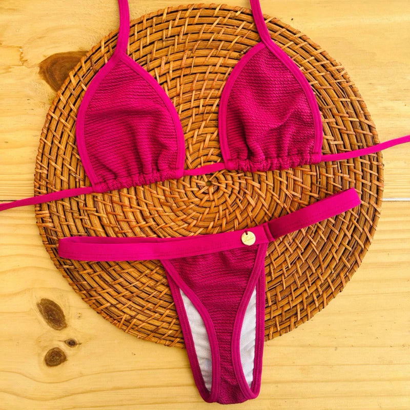 Biquíni Cortininha fita bronze tecido anarruga