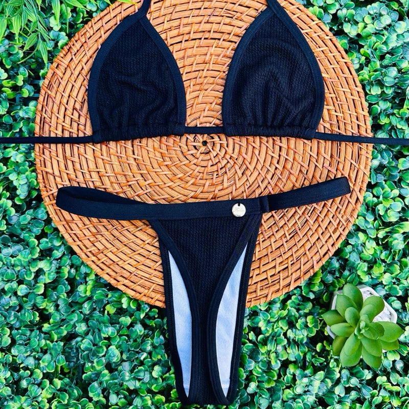 Biquíni Cortininha fita bronze tecido anarruga