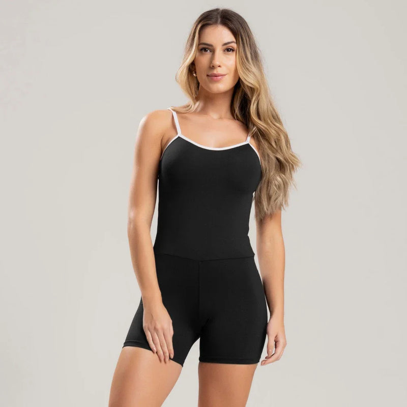 Macaquinho Básico Fitness Academia Detalhe em Viés Neon