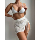Saida Praia Saia Crochê Tricot com Cordão Lateral Fenda Festival