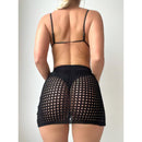 Saida Praia Saia Crochê Tricot com Cordão Lateral Fenda Festival