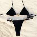 Biquini Luxo Nusa Cortininha Cintilante Metais Dourados Calcinha Regulagem Bojo