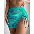 Saida Praia Saia Crochê Tricot com Cordão Lateral Fenda Festival