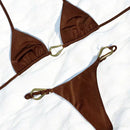 Biquini Luxo Nusa Cortininha Cintilante Metais Dourados Calcinha Regulagem Bojo