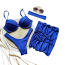 Conjunto Kit Saia Top Meia Taça Calcinha Asa Delta Ibiza Biquini Feminino Com Bojo Removivel Verão