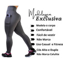 Calça Legging C/ Bolso Cos Alto Grosso E Costura Reforçada